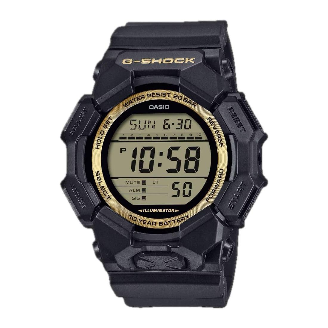 Casio G-Shock Black Gold Digital Resin Watch GD010GB-1A9