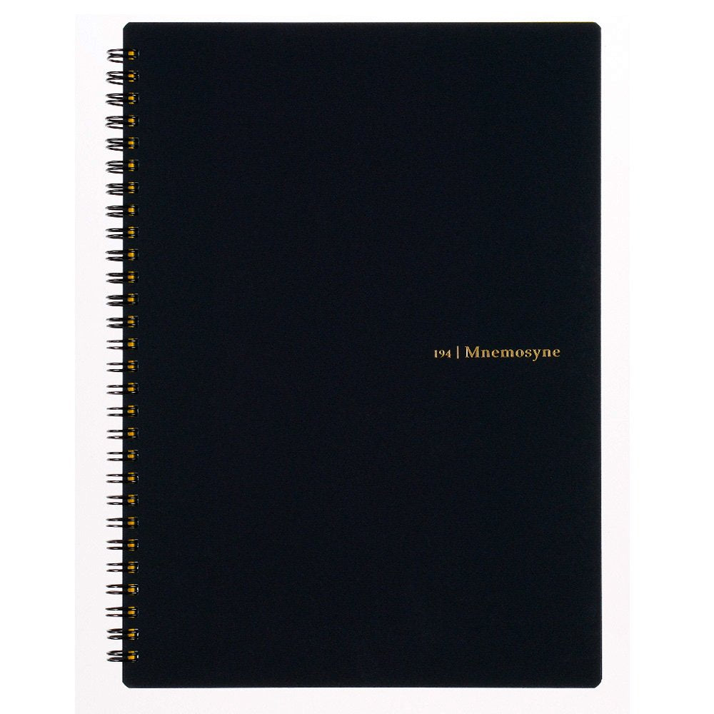 Maruman Mnemosyne Lined Notebook- B5, 7.17" x 10.12", 80 Sheets / 160 Pages, 7mm College Ruled Journal, Perforated Pages & Wire-Bound to Lay Flat, Black, Made in Japan