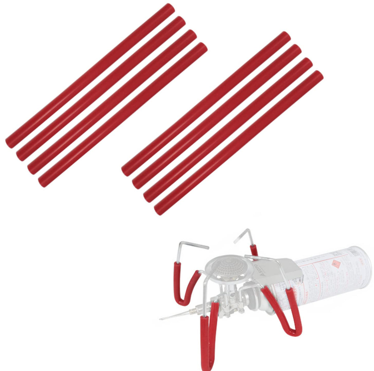 Camping Moon ST-310 Silicone 0.2 inches (4 mm), Assist Grips for Single Burners, Silicone Tube, Heat Resistant, Pre-Cut LP-310-RD-2P