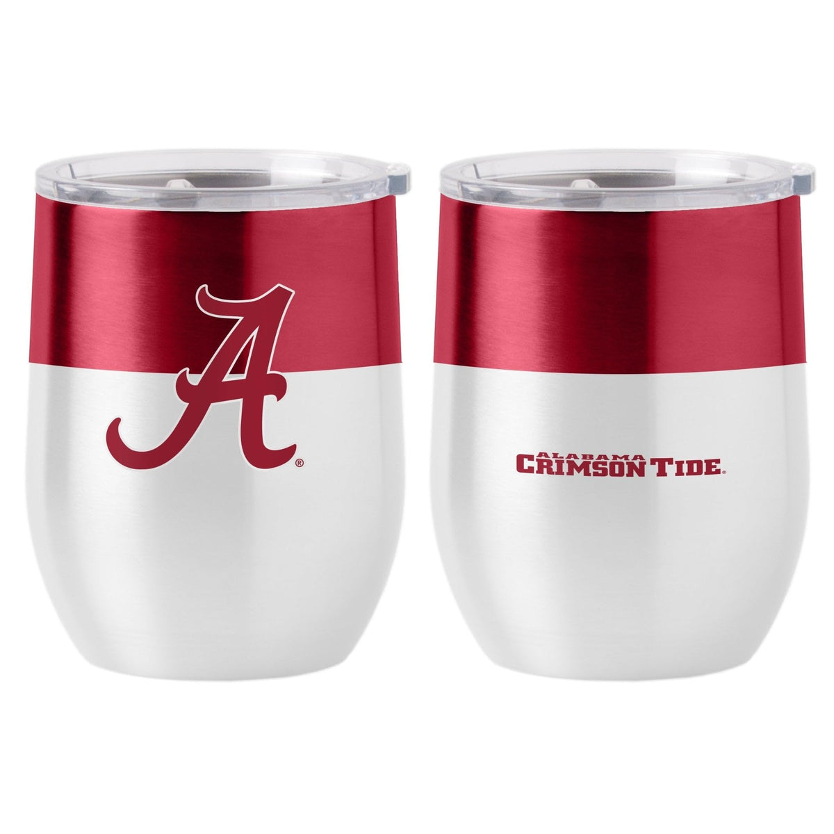Logo Brands NCAA Alabama Crimson Tide 16oz Colorblock Stainless Curved Beverage Tumbler - Double-Wall Insulation, Non-Slip Silicone Base, Keeps Drinks Hot or Cold