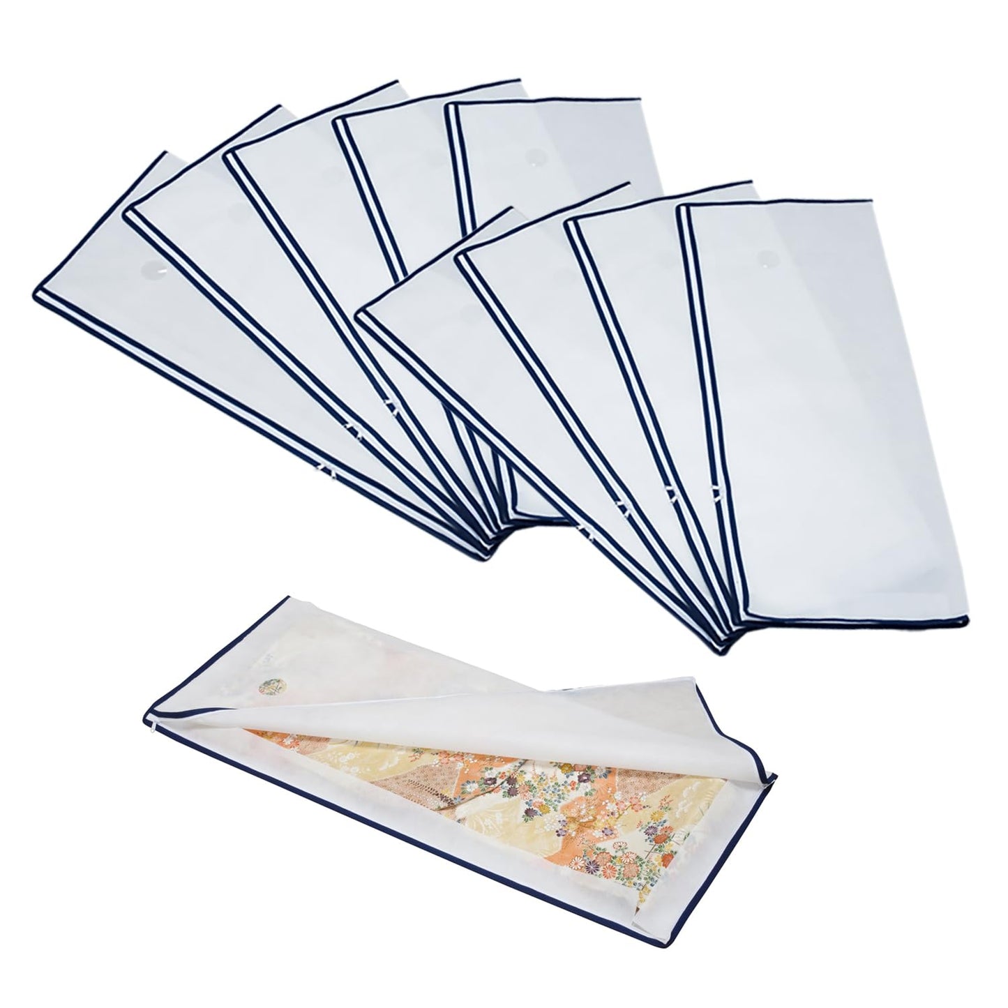 Astro 173-13 Kimono Storage Case, 2-Way Opening, Set of 10, With Window, Breathable, Non-woven Fabric, Protects Against Moisture and Dust, Transparent Window, Zipper, Kimono, Storage Bag, Furisode,