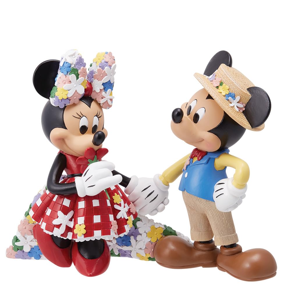 Enesco Disney Showcase Botanical Mickey and Minnie Mouse Holding Hands Figurine, 6.69 Inch, Multicolor