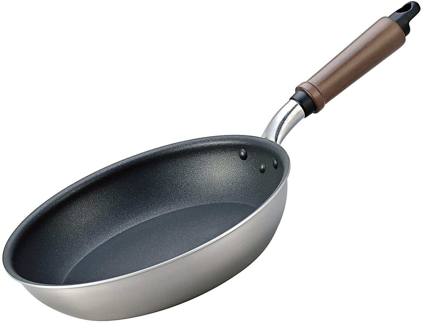 Hokuriku Aluminum Frying Pan, 9.4 inches (24 cm), Induction Heating Compatible, Plateard EM, Stainless Steel