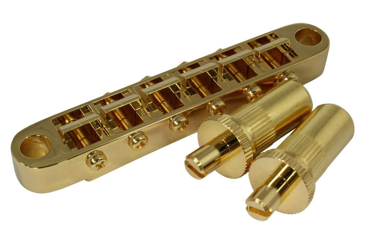 Gotoh GE103B-T Tune-O-Matic Style Guitar Bridge with Large Metic Stud Posts, Gold