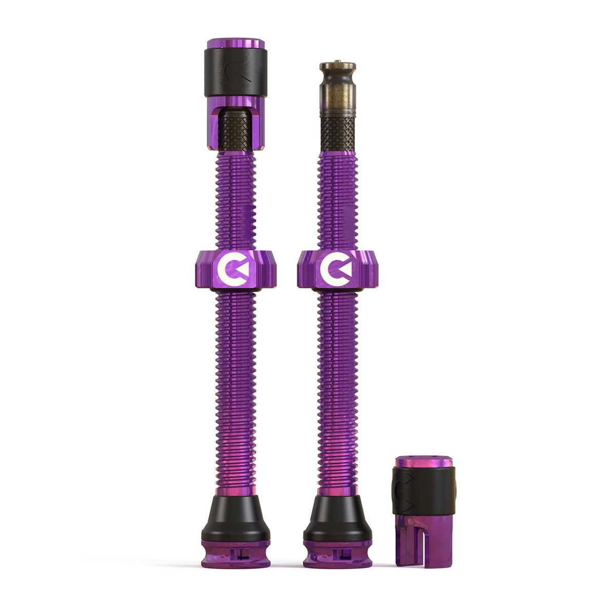 CLIK Valve Tubeless Valve Set, 2.4 inches (60 mm), for Bicycles, Instant Attachment and Removal, Aluminum, Cap Included, Purple