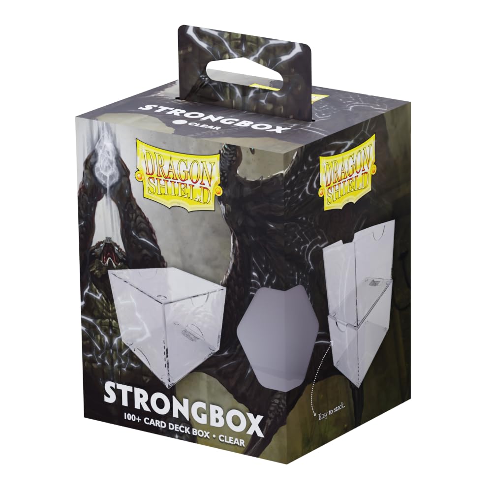 Dragon Shield Strongbox Deck Box Clear, Holds 100+ Double Sleeved Cards, Acrylic TCG Storage Case, Vacuum Seal Closure, Stackable, Display Lid, 83.5 x 106 x 75.5 mm