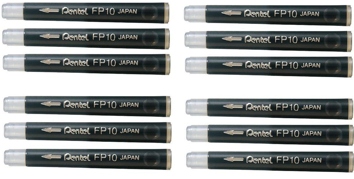 Pentel Arts Pocket Brush Refills, Black Ink, Value Set of 12