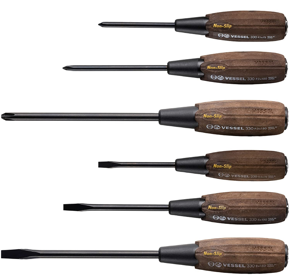 Vessel Woody Penetrating Screwdriver Non-Slip Grip Set of 6 (Boxed) 336PS