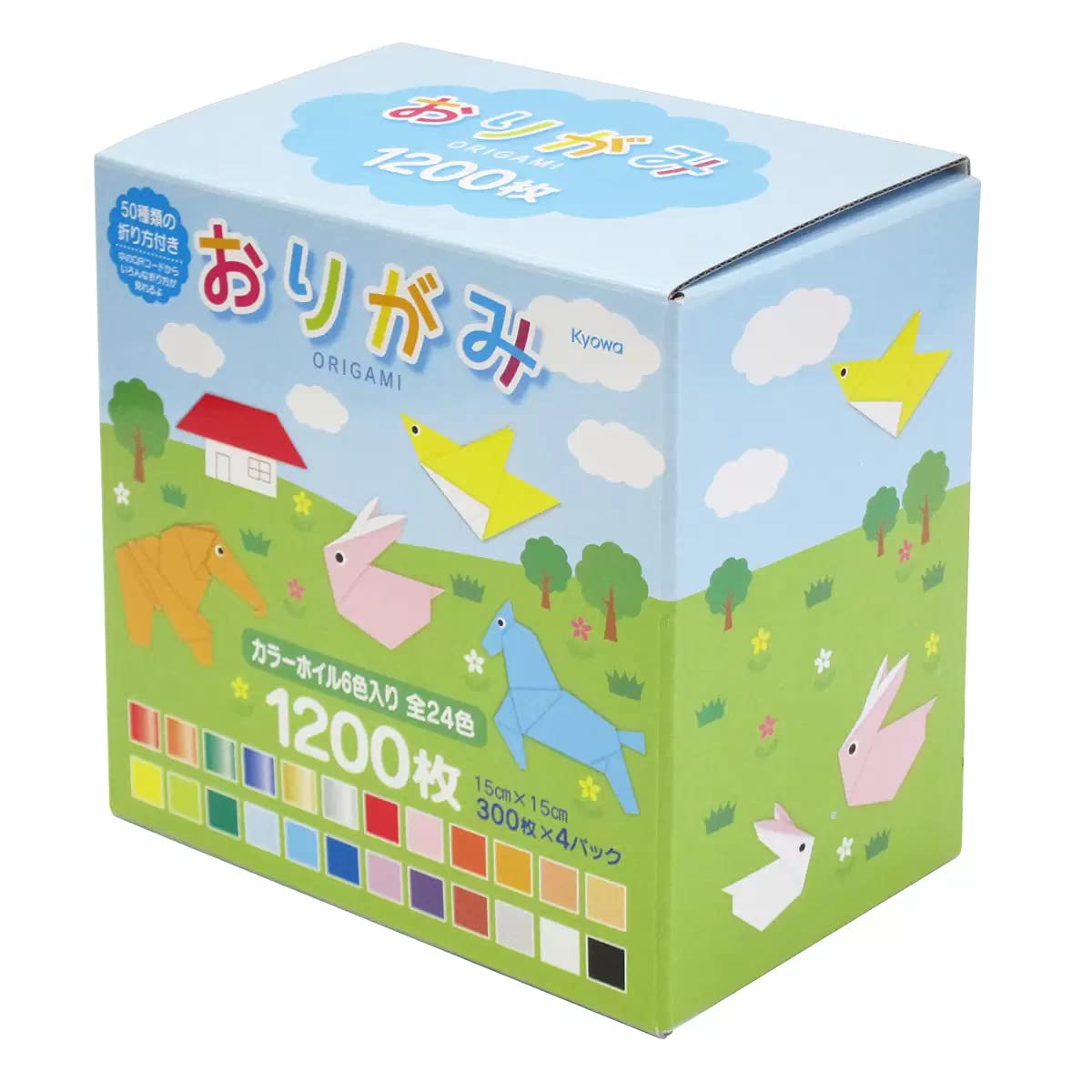 Extra Origami 1200 Sheets Paper 24 colors and 6 shiny foil 6 inch 50 Pattern QR Code Manual