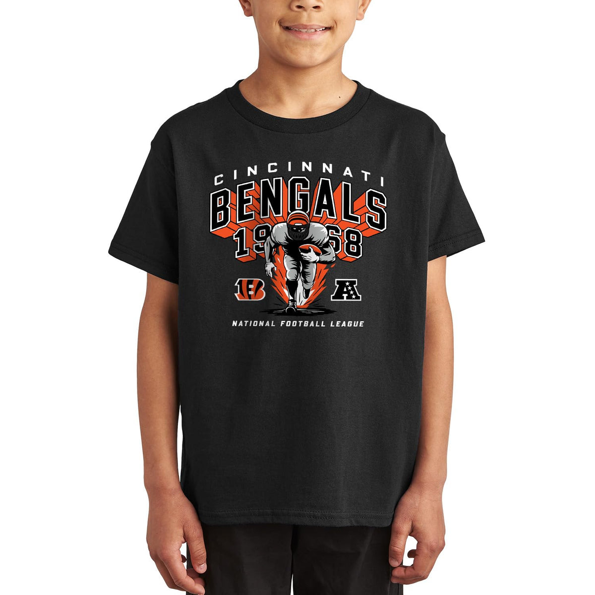 Junk Food NFL - Cincinnati Bengals Halfback Blast Kids SS T-Shirt Black