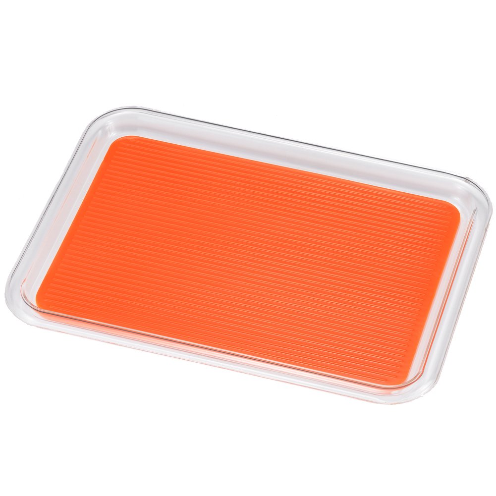 Akebono MT-1024 Magic Tray, Square, Orange, Medium, Made in Japan, Commercial Supplies, Non-Slip, Anti-Tipping Resistance, Removable Mat, Washable, Clear