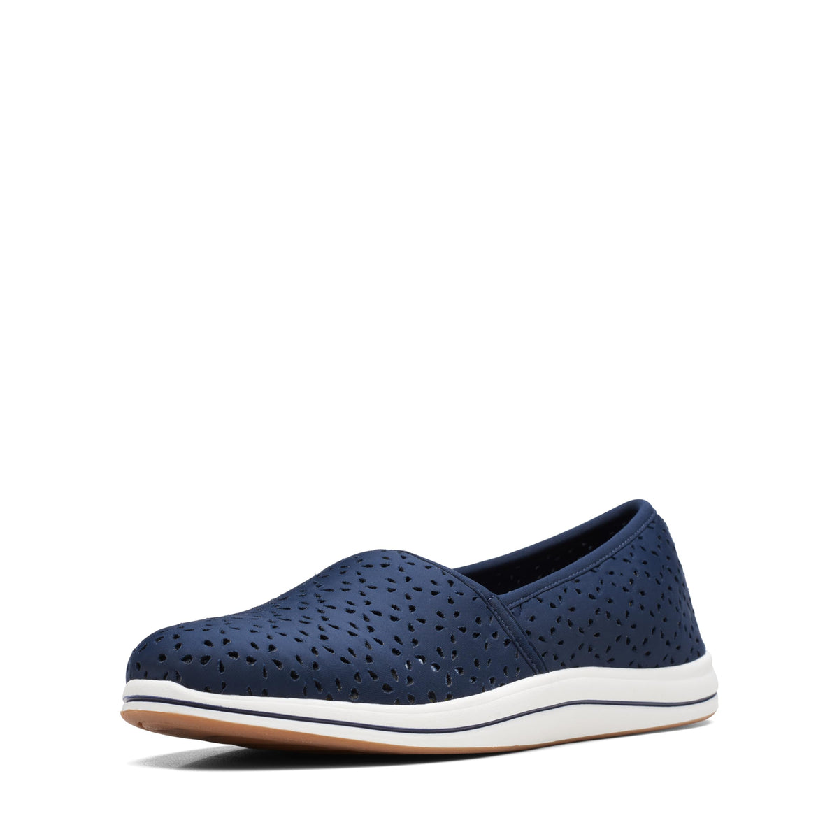 Clarks CloudSteppers Women's Breeze Emily Loafer, Navy Synthetic, 7 Medium US