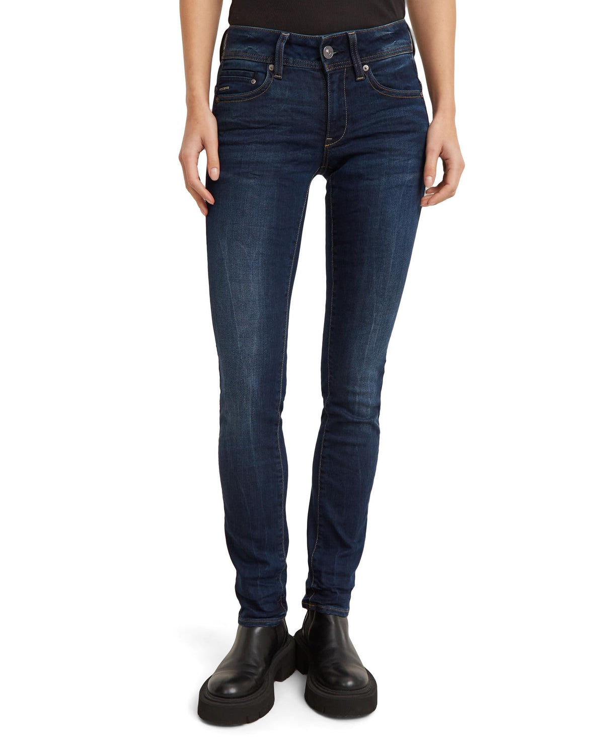 Midge Saddle Mid Rise Straight Fit Jeans, Dark Aged, 25W x 32L