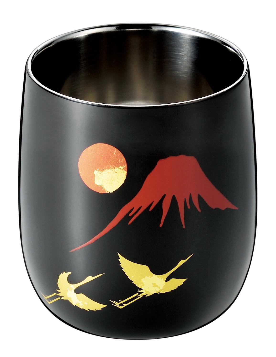 Asahi Double-layered tumbler (cup and coaster set) [Lacquer-coated product] comes in a paulownia wood box