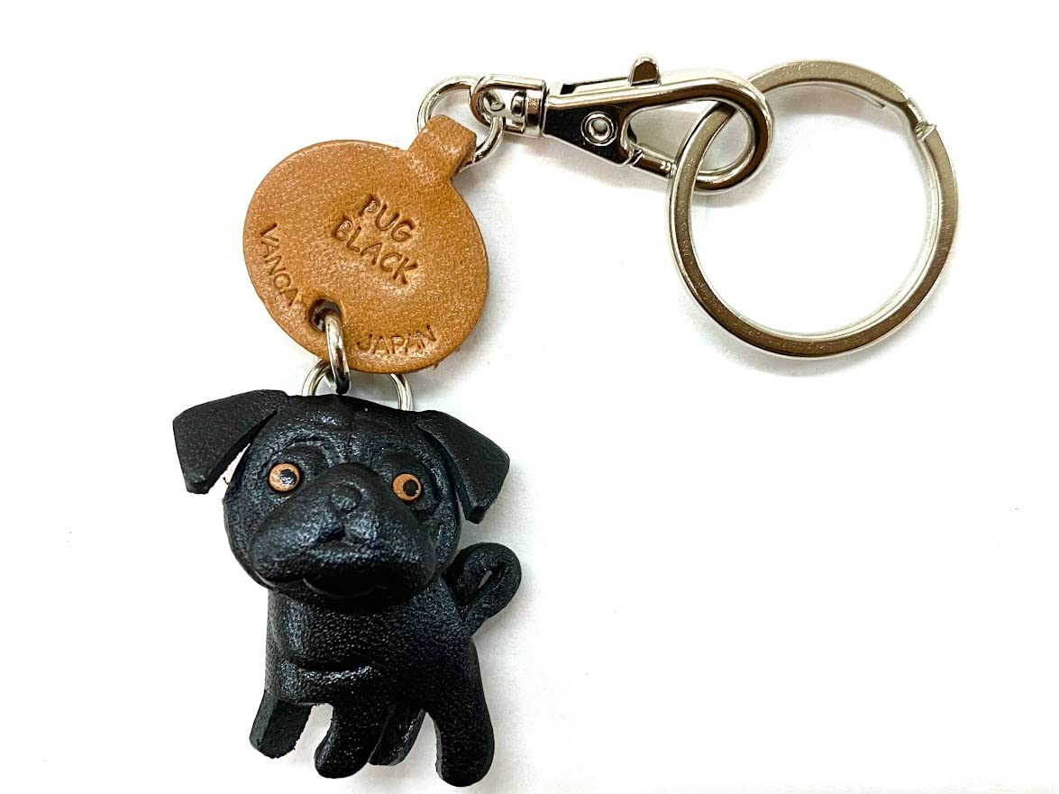 [Handmade made in Japan, new, craftsman] [VANCA present leather key chain Pagu Black anywhere demo doggy (japan import)
