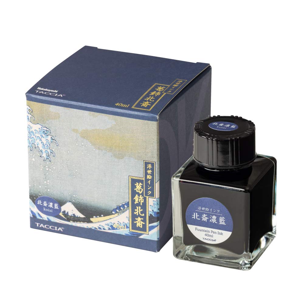 TACCIA TFPI-WD42-2 Fountain Pen Ink, Water Based Dye, Ukiyo-e Ink, Katsushika Hokusai, Dark Indigo