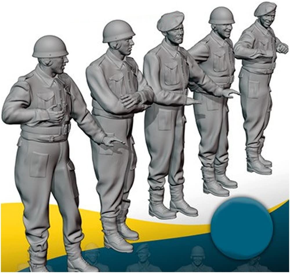 Amo AMO-8915 1/72 WWII British Army Military Vehicle Crew Set of 5 Plastic Model Parts Molded Color