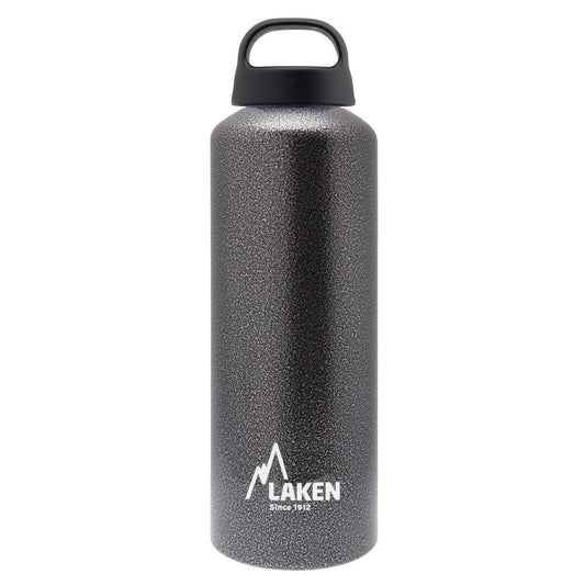 Laken Classic Aluminum Water Bottle, Wide Mouth with Screw Cap and Loop, BPA Free, Made in Spain, 25oz, Granite