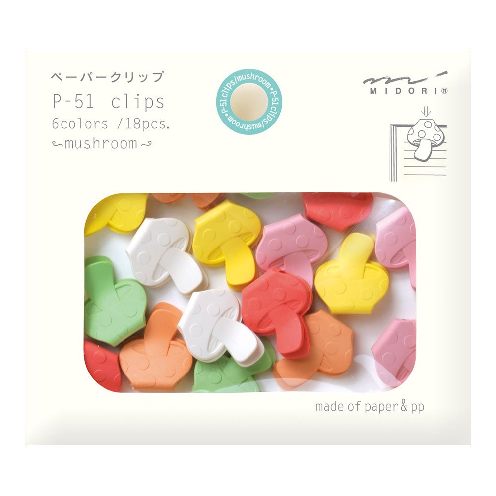 Midori Paper Clips, Mushroom, 18 Pieces (43318006)
