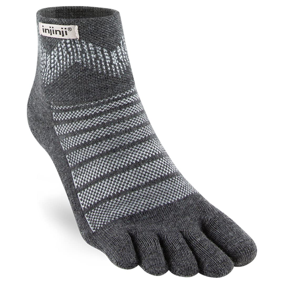 Injinji Outdoor Midweight Mini-Crew Merino Wool Socks (Slate, Medium)