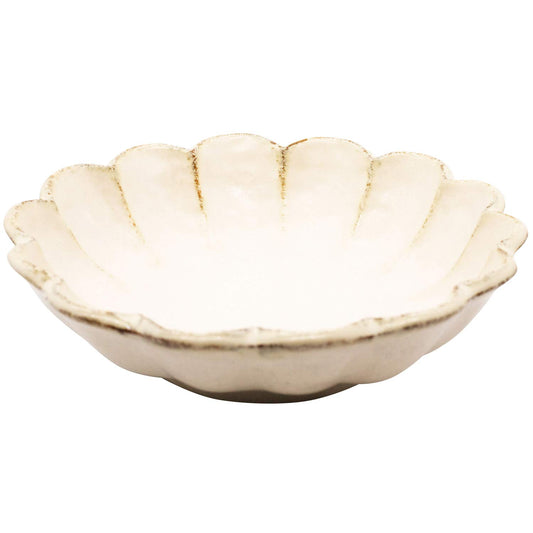 Mino Ware 555-0021 Kaneko Komohei Linka Bowl, Plate, Large Bowl, White, Parachute Flower, Diameter 8.3 inches (21 cm), Microwave and Dishwasher Safe, Made in Japan
