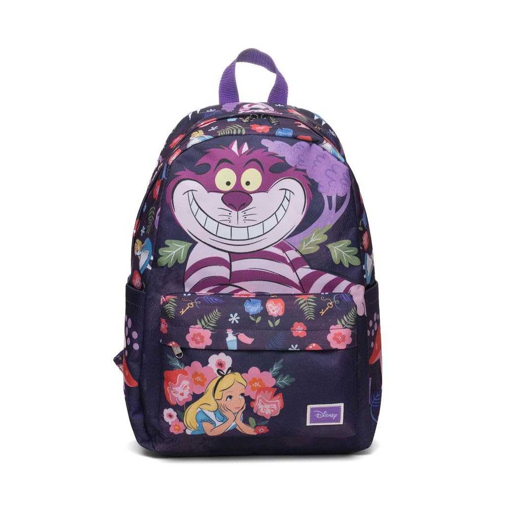 Wondapop Disney Alice in Wonderland Cheshire Cat Backpack 16” School Backpack with Laptop Sleeve, Front Pocket & Side Pockets, Bookbag for Kids and Teens