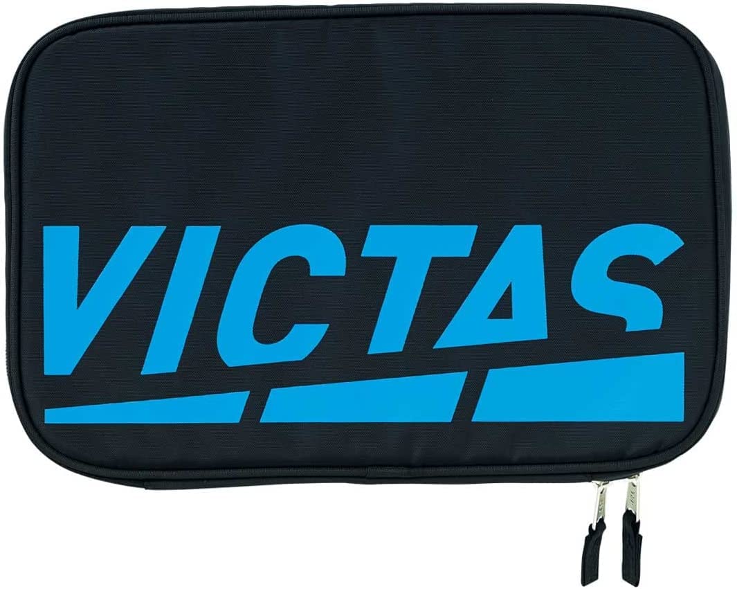 VICTAS Table Tennis Racket Case - 2 Load, Soft Shell, Zipper Closure, Turquoise, Solid Pattern, Ball Pocket