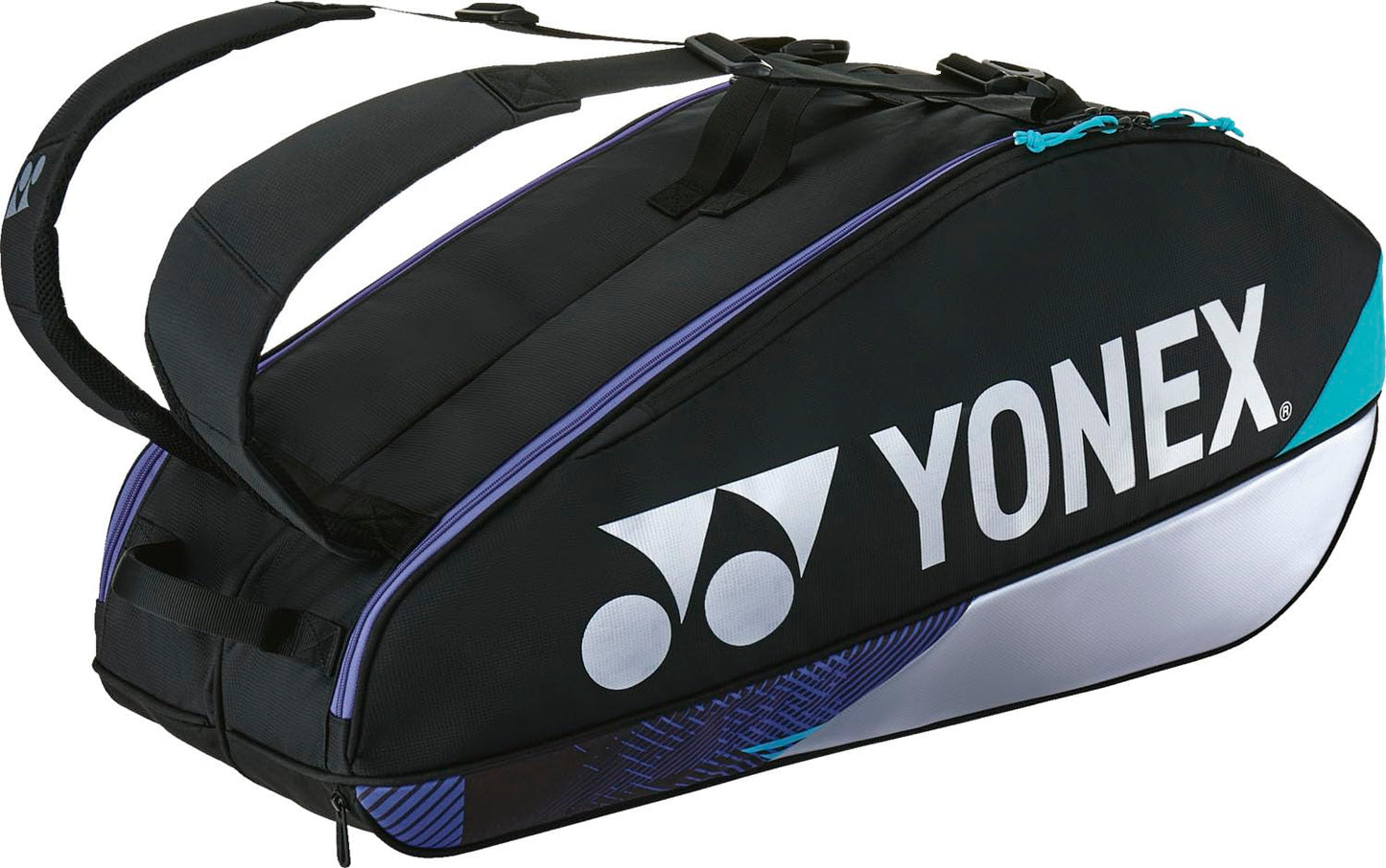 YONEX BAG2402R Racquet Bag 6 Black/Silver, 幅×奥行×高さ:78cm×28cm×36cm