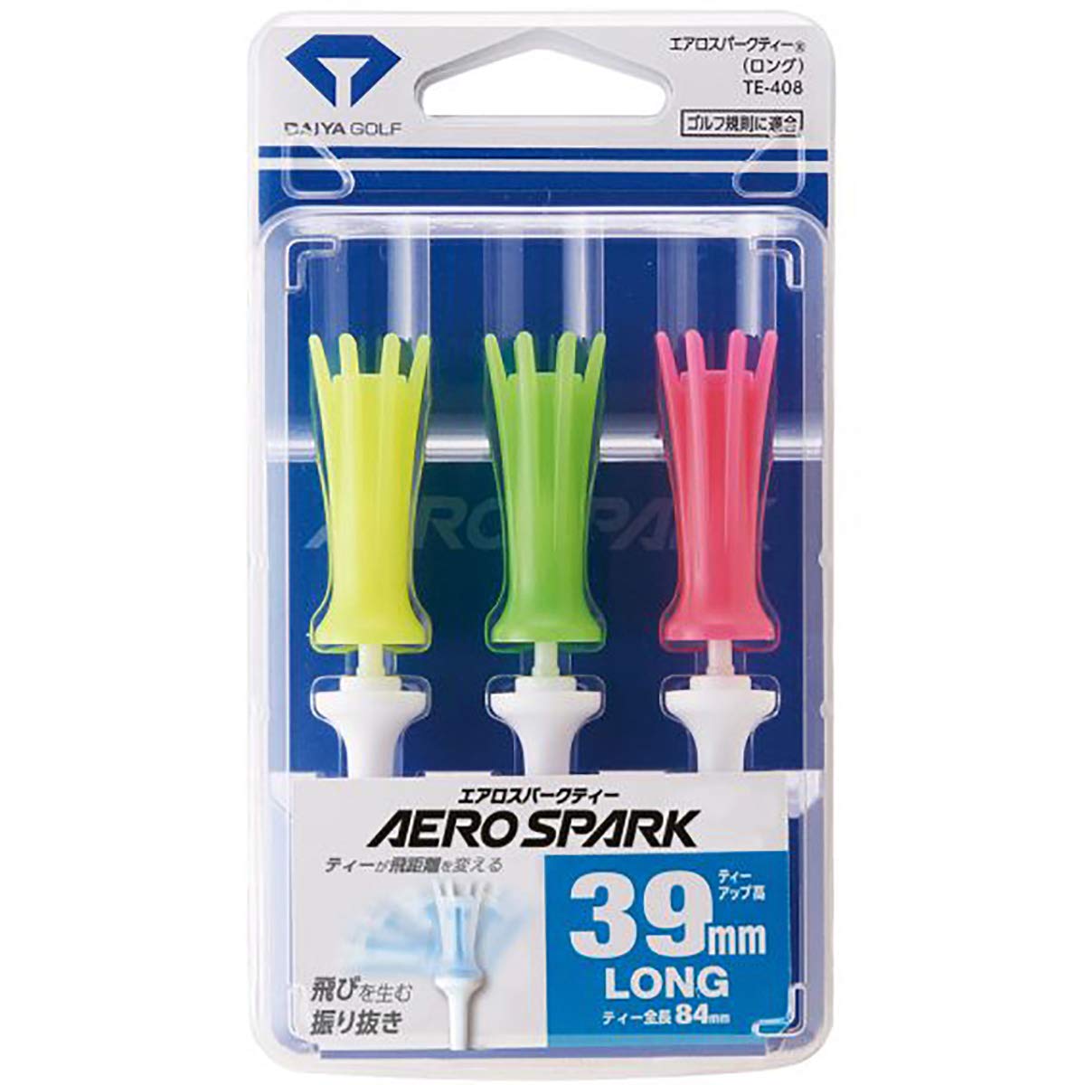 DAIYA Golf Golf Tee, Aerobic Party, 360ｰ Oscillating Function, Increases Distance, Difficult to Break, Easy to Find, Made in Japan, Extra Long, Long, Semi-Long, Regular Golf Regulations, Beginners,