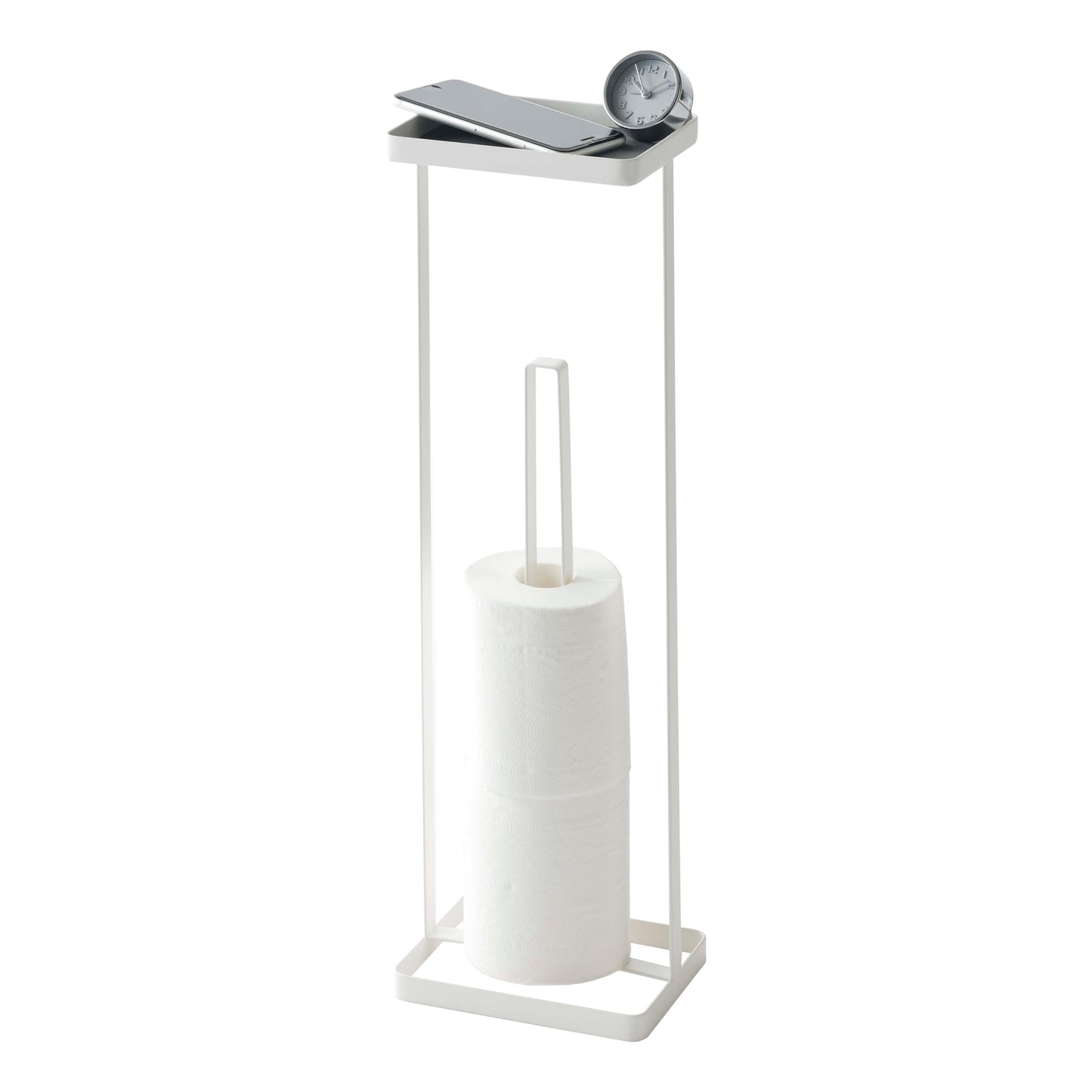 YAMAZAKI Home Tower Roll Paper Stand with Tray - Steel - Holds 3 Toilet Paper Rolls
