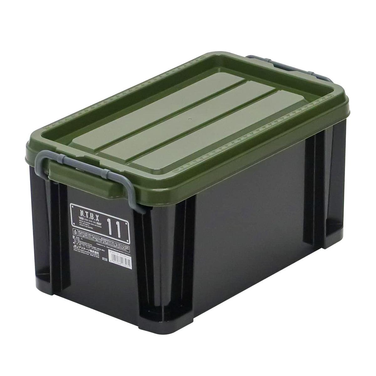 アステージ JEJ Astage Storage Box [X Series NT Box #25], Black Green, Disaster Prevention, Width 11.6 x Depth 17.3 x Height 10.2 inches (29.5 x 44 x 26 cm), Made in Japan, Stacked