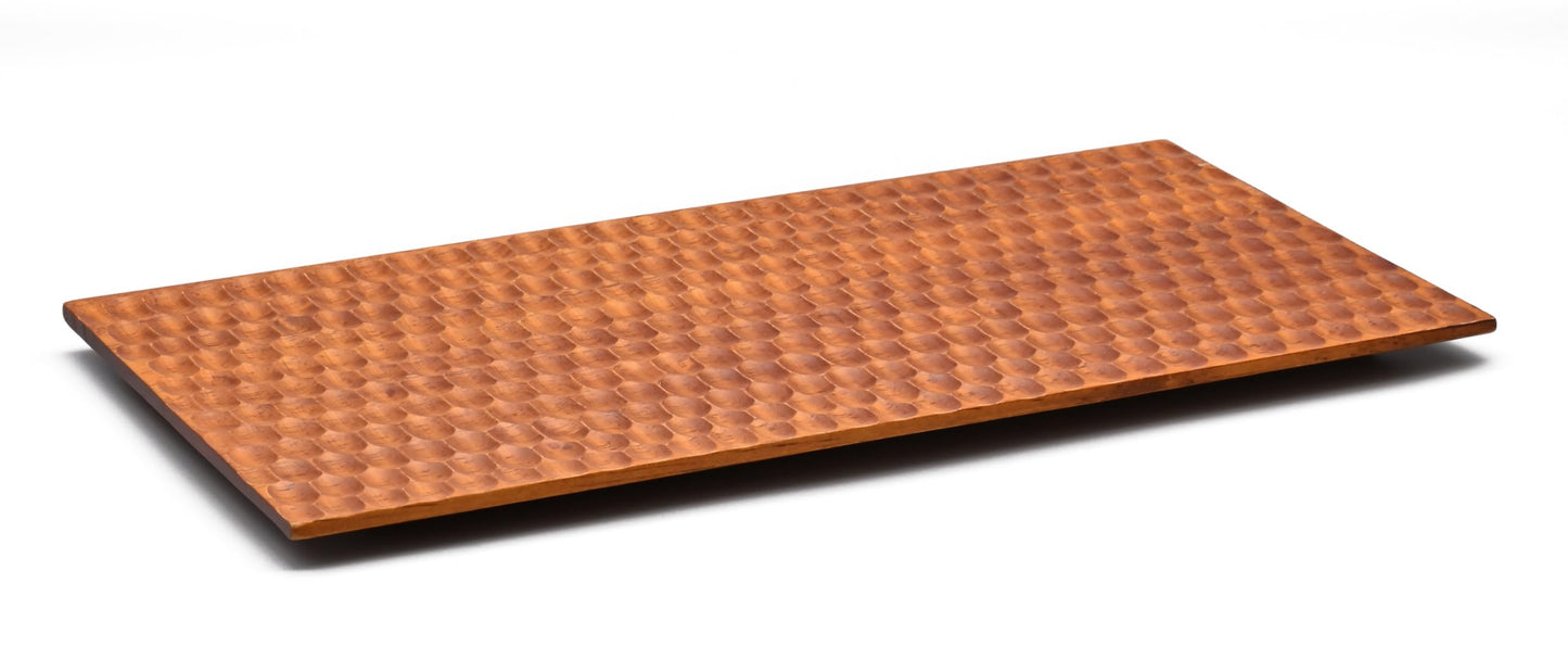 Swanson Shoji TH-3518 Wooden Serving Board, Rectangular Large, Approx. Width 13.8 x Depth 7.1 x Height 0.6 inches (35 x 18 x 1.5 cm), Honeycomb Board, Beehive Carving