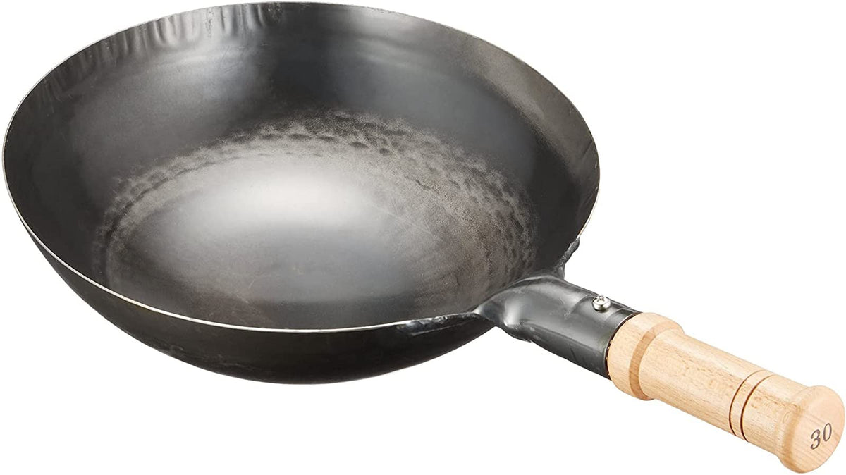 山田工業所(Yamada) kan 62-3812-91 Iron Hammered Wood Handle Wok 11.8 inches (30 cm)