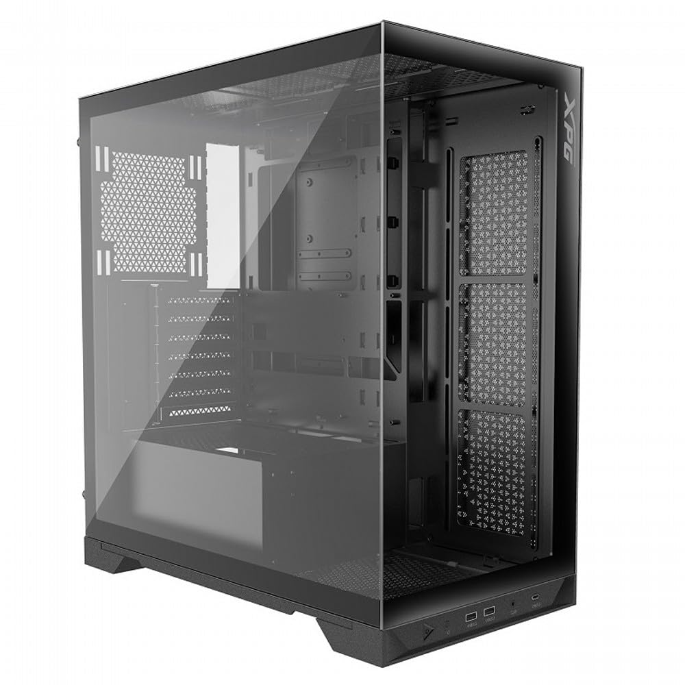 XPG INVADER X Pillarless Tempered Glass Showcase Middle Tower Black INVADERXMTWOF-BKCWW-A
