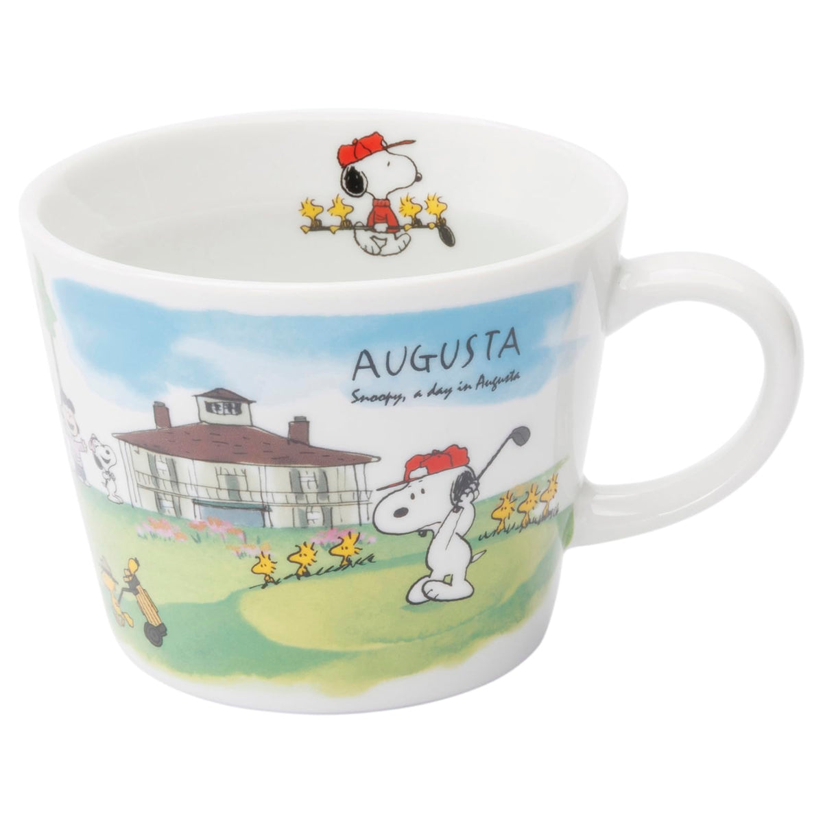 Peanuts 889264 Snoopy World Travel Augusta Mug, Cup, Diameter Approx. 3.9 x Height 3.1 inches (10 x 8 cm), Capacity: Approx. 11.2 fl oz (340 ml), Microwave and Dishwasher Safe, Made in Japan