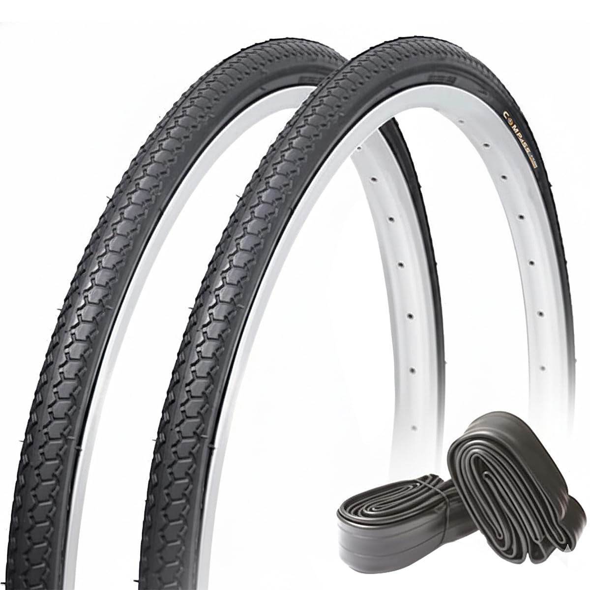 Compass Compass Bicycle Tire P1013 (B003) 26 X 1 3/8 Wo 26 in Black 1 Pair (Tire, 2 Tube (English), 2 Rim Rubber 2 Count) 1 Minutes