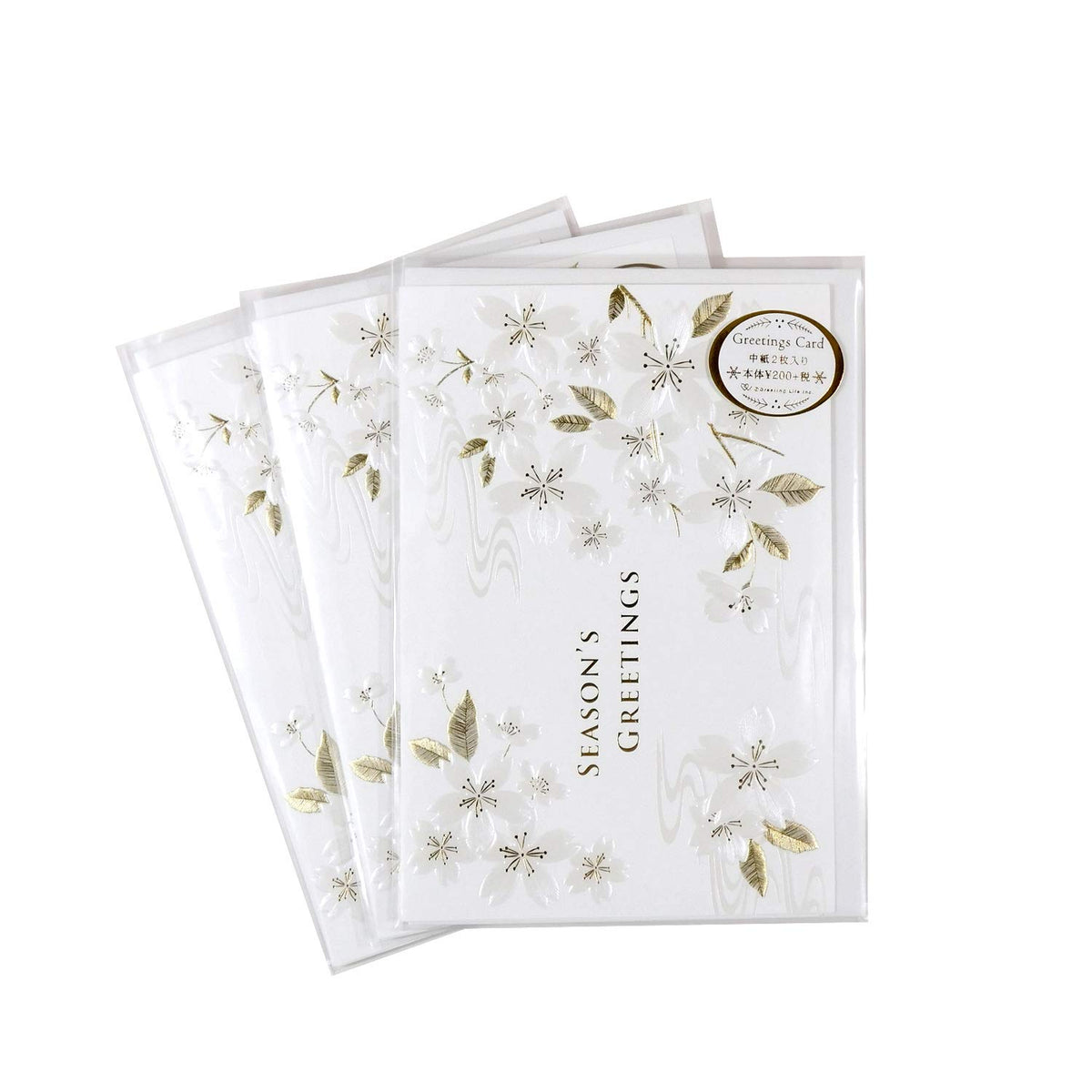 Greeting Life SN-103-AM Japanese Style Greeting Cards, Set of 3, Christmas, New Year, Cherry Blossoms