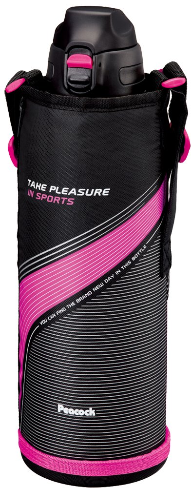 Peacock AJC-F151P Water Bottle, Stainless Steel Bottle, Straight Drink (with Pouch), 1.5L Pink, 1.5L