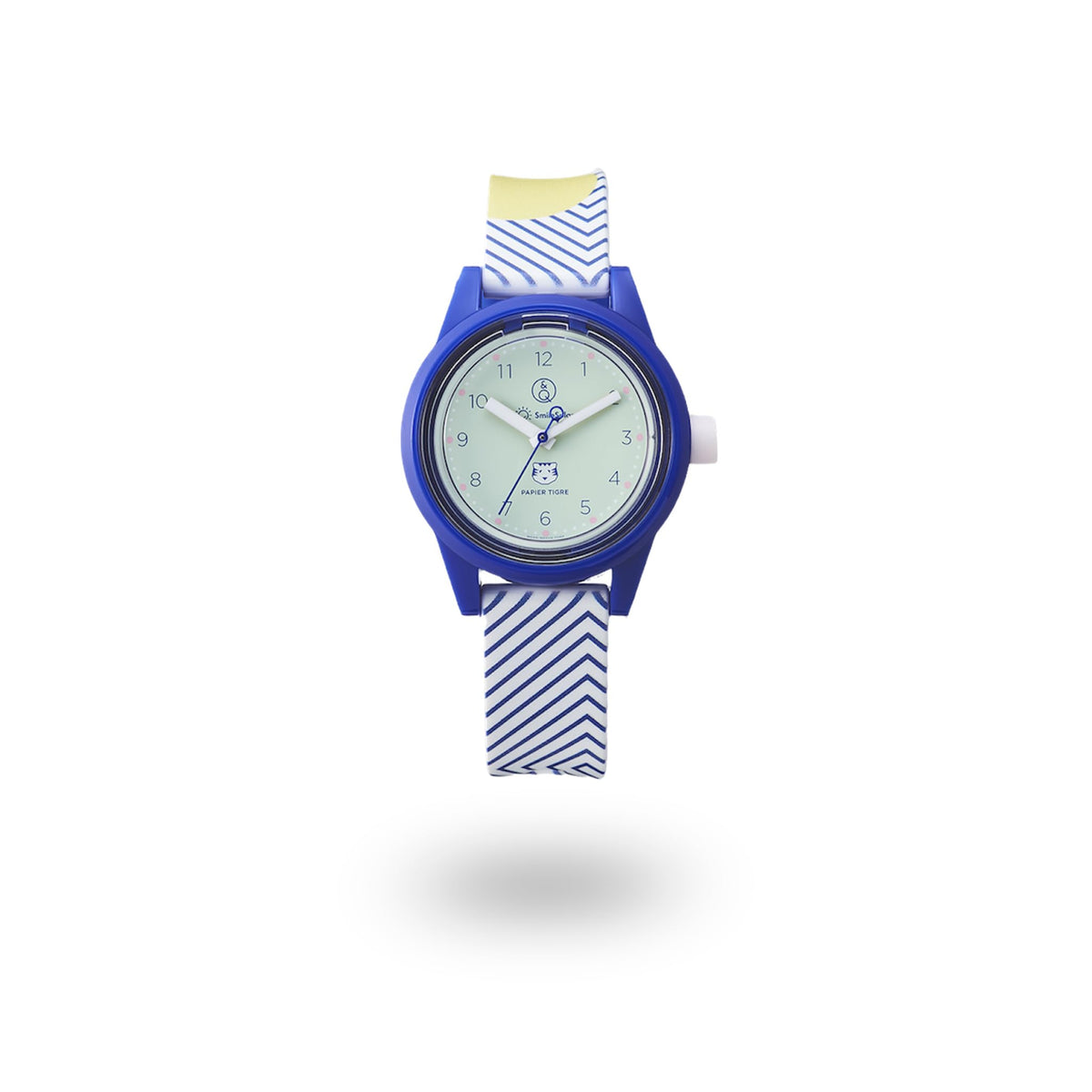 Citizen Q&Q Papier Tigre Collaboration Watch Analog Wristwatch, Smile Solar, Waterproof, Urethane Strap, Blue, S, Bracelet Type
