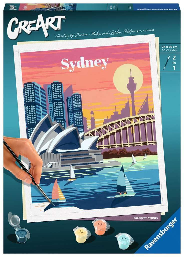 Ravensburger – CreArt 24x30 cm– Sydney – Creative Leisure – Paint by Numbers – Adult – Relaxing and Creative Activity – from 12 Years Old – 23526 – French Version