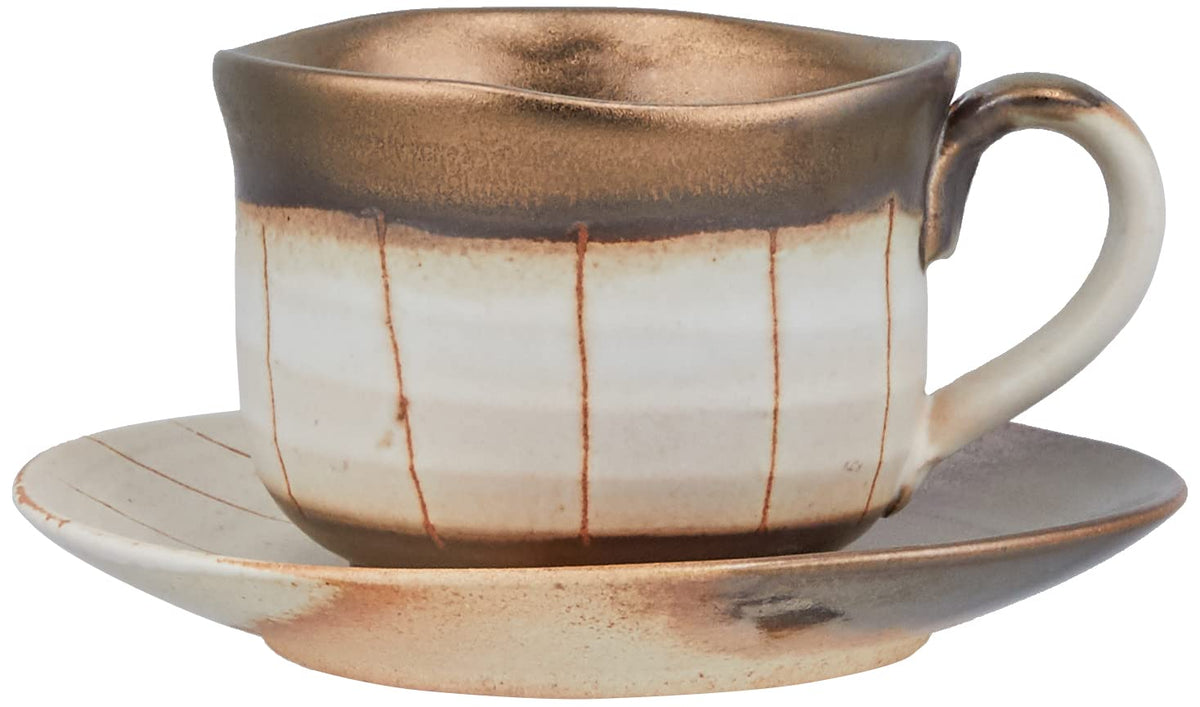 Banko Ware M0974 Coffee C/S Gold Color Tokusa White