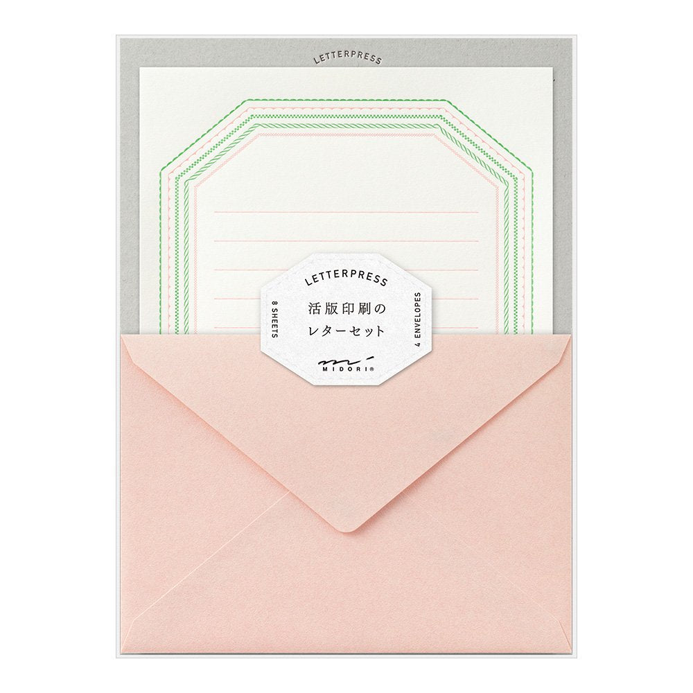 Midori 86462006 Letter Set, Typography, Frame Pattern, Pink
