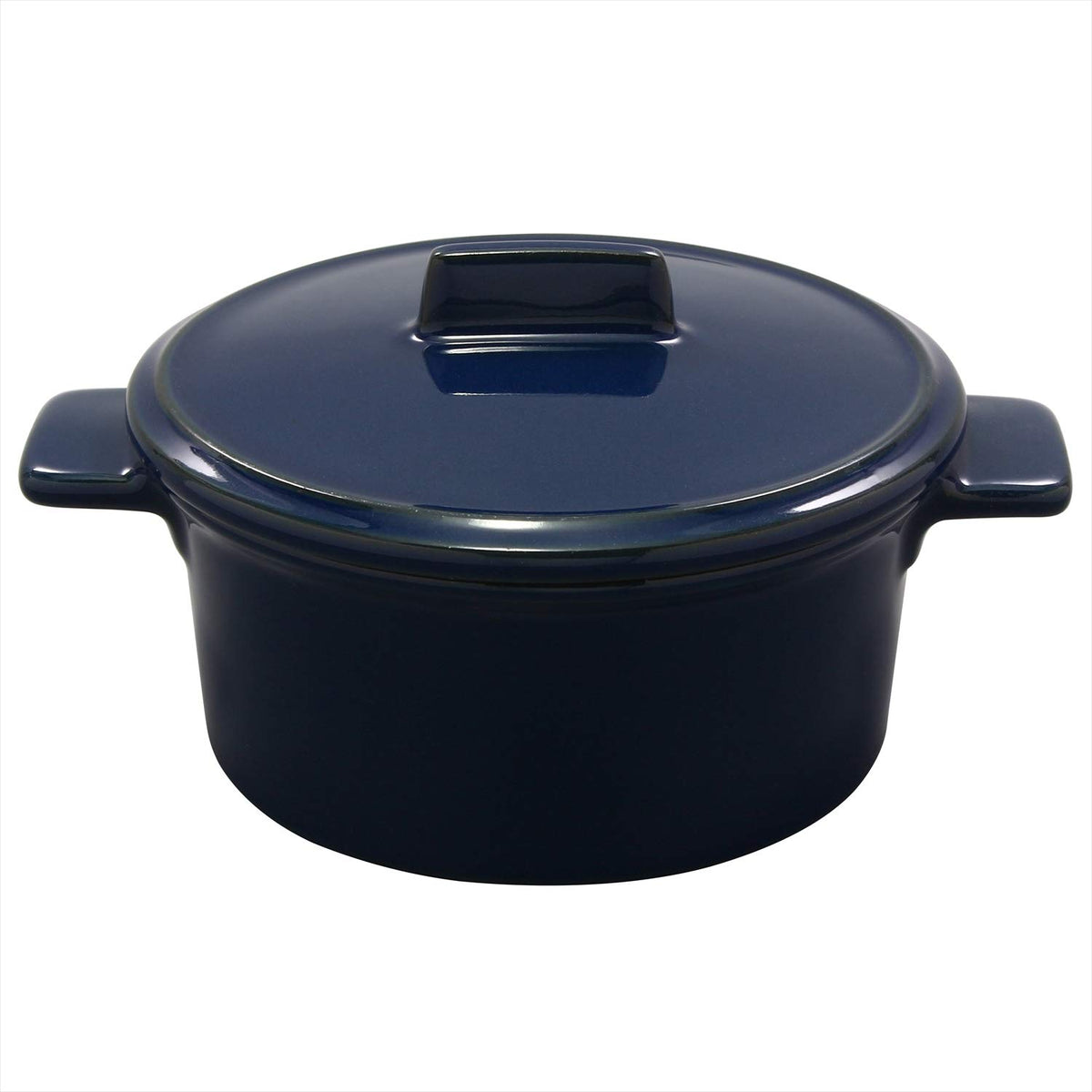 Ichikyu 583-04 Mino Ware Heat-resistant Ceramic Cocotte, Small, Tricolor, Navy, Diameter 4.1 x Height 2.0 inches (10.6 x 5.2 cm), Microwave Oven-Safe, Made in Japan