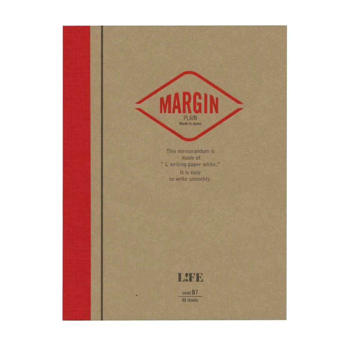 Life Margin Plain Notebooks [Bound On Side]: 3-1/2 in. x 5 in. (Tan/Red Cover, Blank Pages)