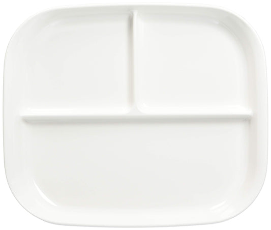 Pearl Metal K-6388 Tableware Plate with Divider, Square Plate, Easy to Apply, White, Made in Japan