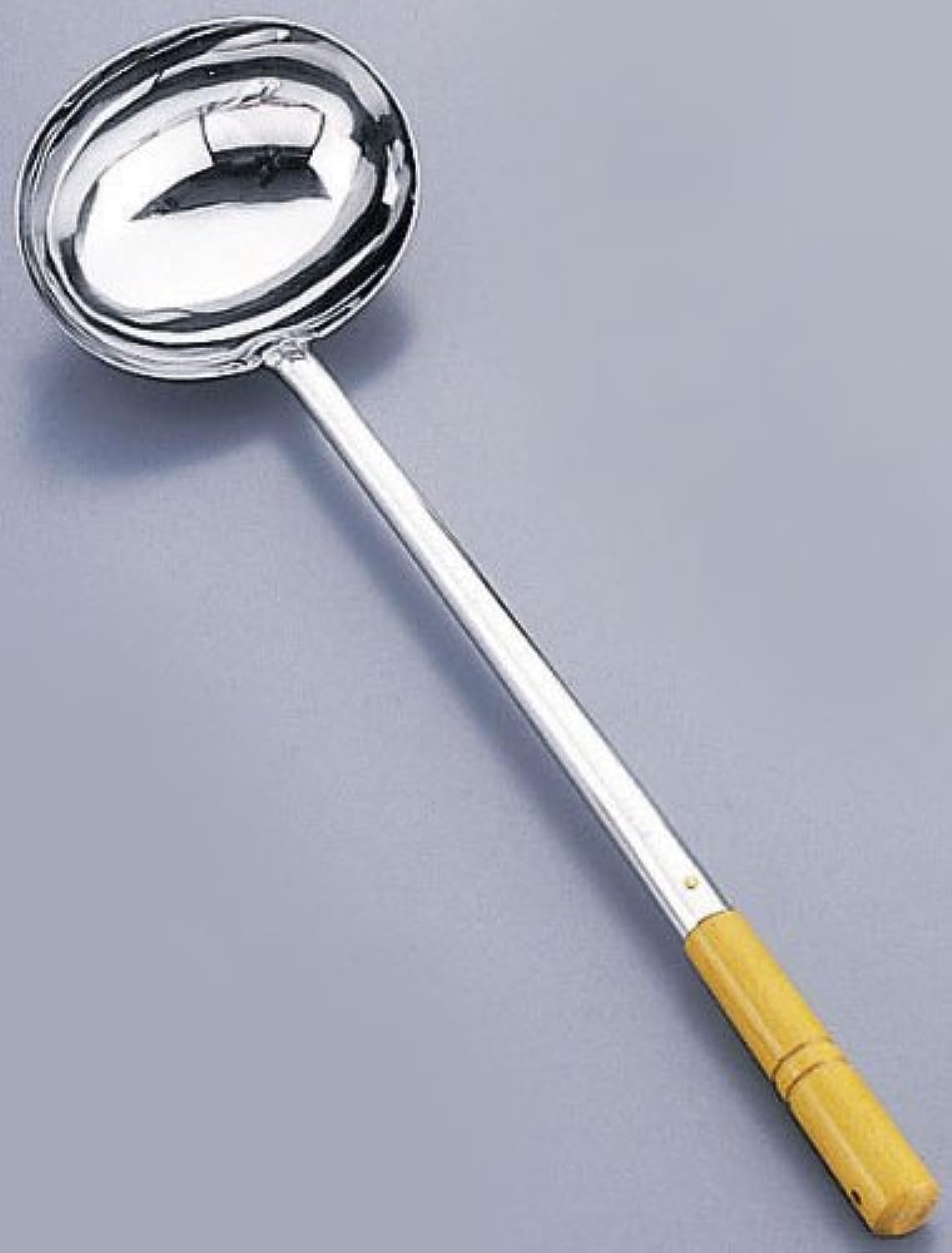 Gyokodo Seisakusho Gyokorodo Oval Chinese Ladle 18-8 Stainless Steel Handle Natural Wood (Beech) Japan ATY16