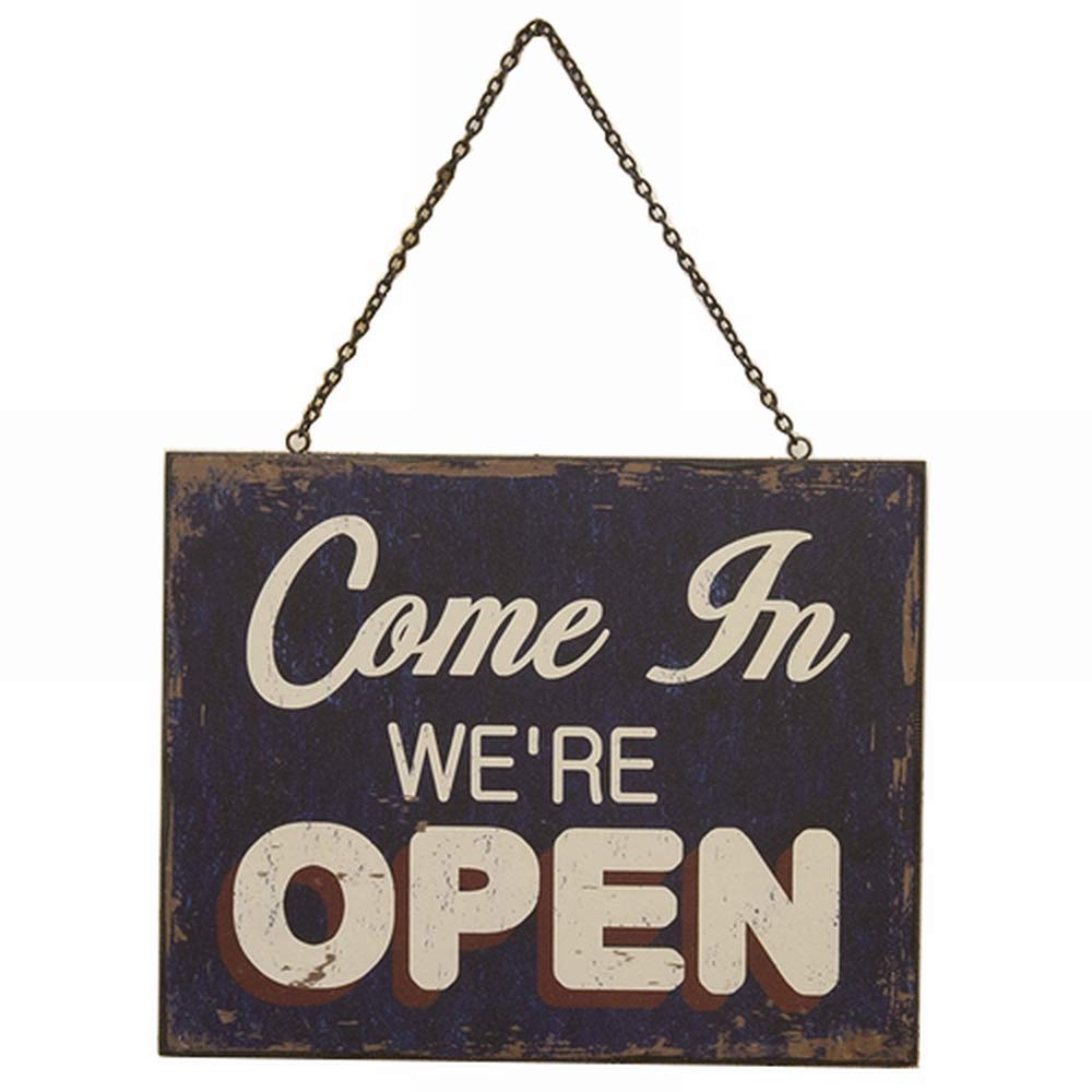 Open Closed Wooden Signboard Two-Sided Plate