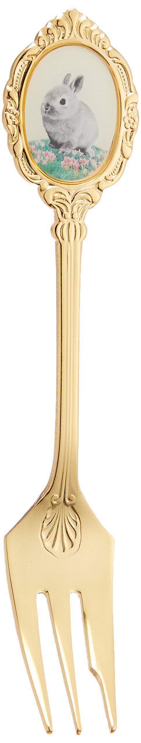 Takakuwa Metal 402946 Girly Rabbit Cake Fork, Gold, Size: 5.3 inches (134 mm)