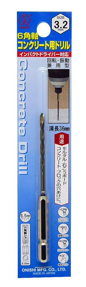 ONISHI Hexagonal Shank Drill for Concrete NO24-32