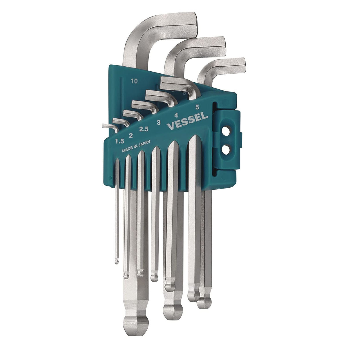 Vessel 8209BP-S Ball Point L-Type Wrench Set of 9, Short Axis